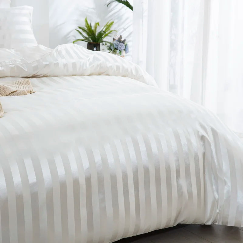 Luxury Silky Stripe Duvet Cover Set – Smooth, Chic & Cozy