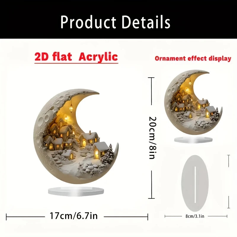 1pc Christmas Moon House Decorations For Home Ornaments Bohemian Moon House Acrylic Display Stand Kids Xmas Gift New Year