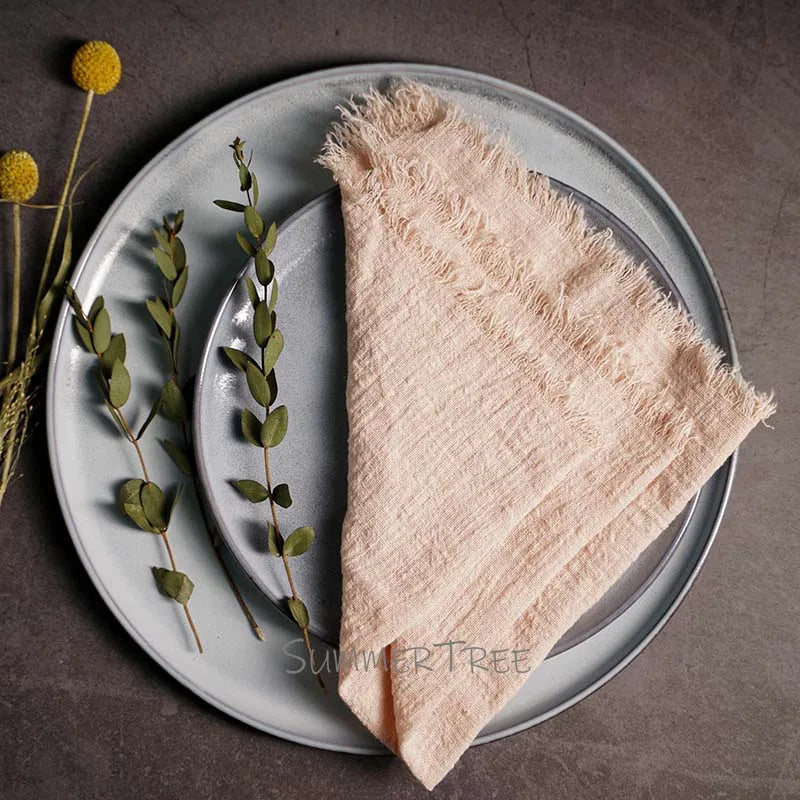 10pcs Large Napkins 41x41cm Rustic Cotton Gauze  Napkin Muslin Tea Towel Dinner Retro Cheesecloth Wedding Party Linen Decor