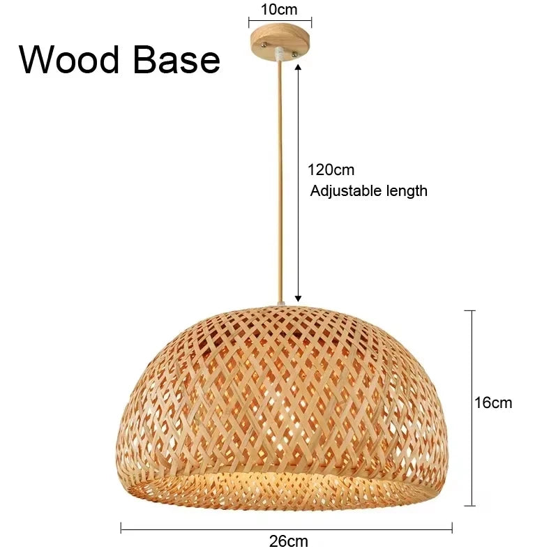 Luxury Bamboo Pendant Lamp – Handwoven Rattan Wicker Ceiling Light for Home & Dining
