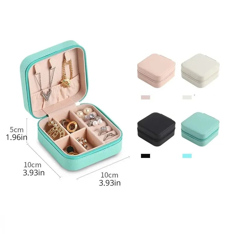 Portable Jewelry Case – Elegant PU Leather Storage Box for Travel & Home