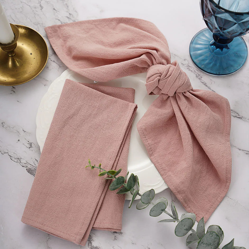 6PCS Washed Cotton Napkins – 40x40cm Classic Tea Towels for Dining & Wedding Decor