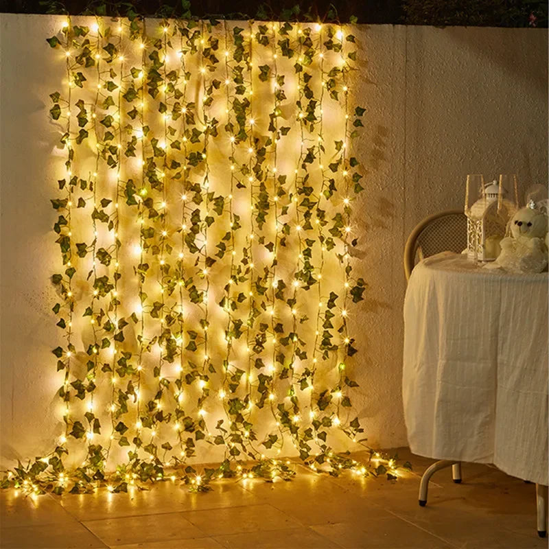 Enchanting Green Leaf Fairy Lights – Battery String for Cozy Home & Festive Decor