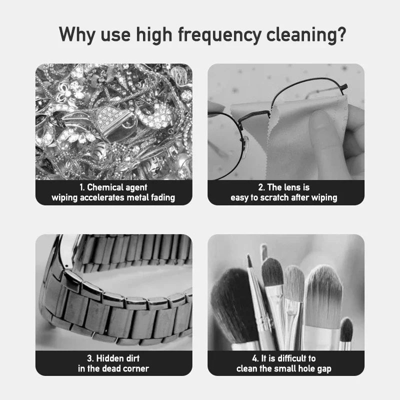 Ultrasonic Cleaning Machine Vibration Cleanser Wash Cleaner Jewelry Glasses Cleaner Watch Cleaning Makeup Brush Cleaning Tool