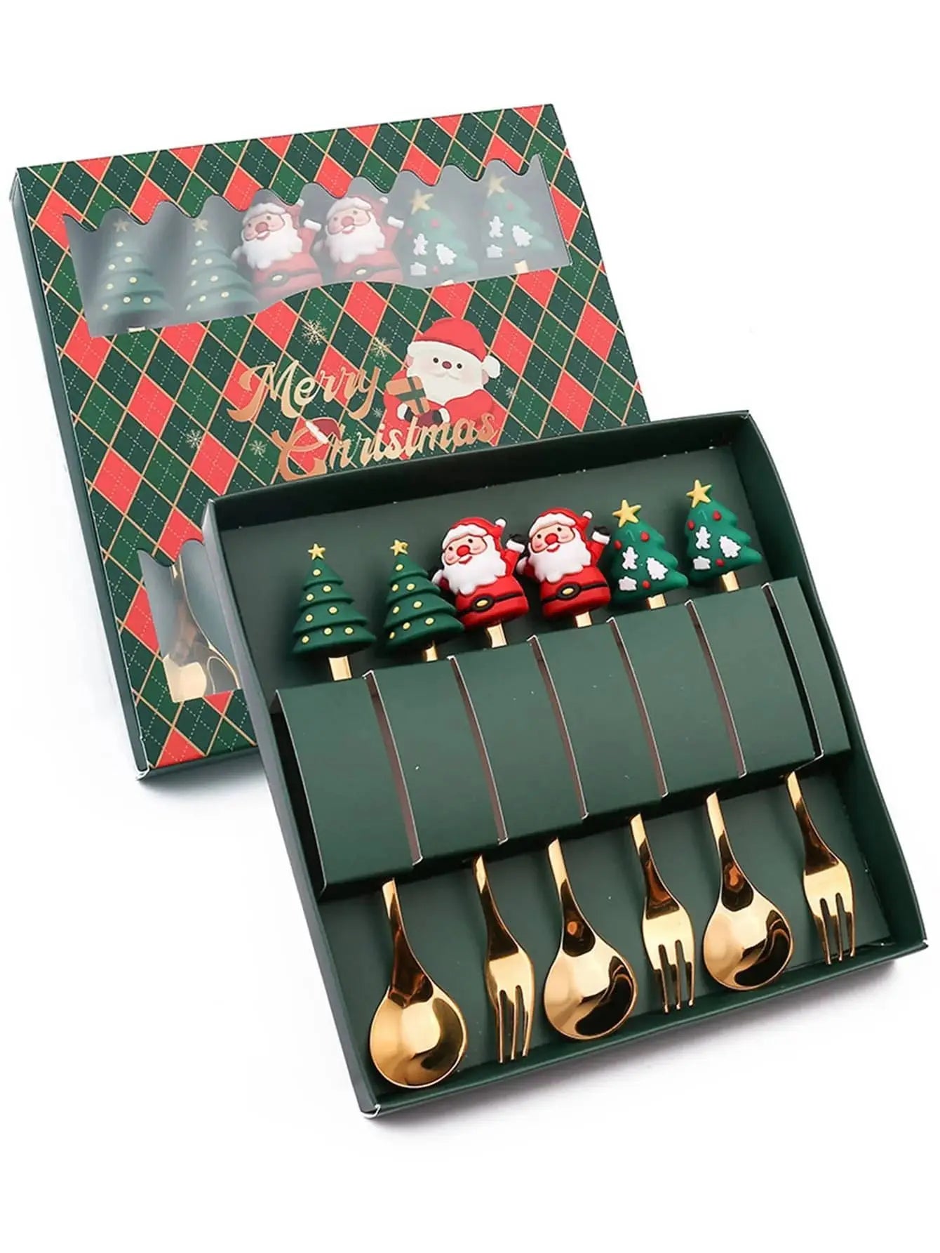 (2/4/6PCS) Christmas Spoon & Fork Set – Stainless Steel Holiday Tableware Gift