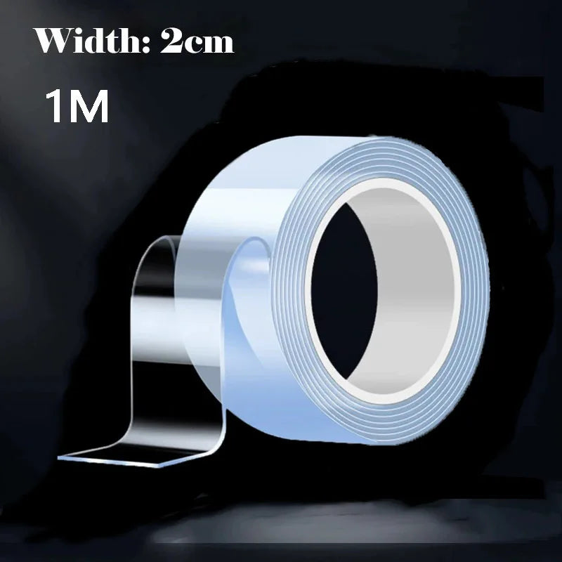 1mm*20mm*5mMultifunctional Double Sided Adhesive Tape Waterproof Reusable Wall Stickers Transparent Strong Sticky