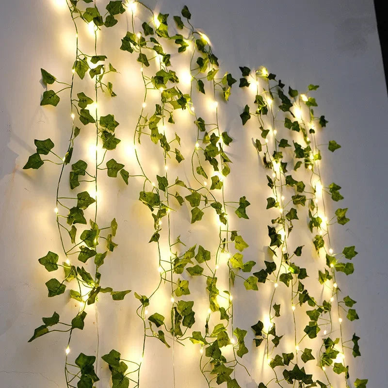 Enchanting Green Leaf Fairy Lights – Battery String for Cozy Home & Festive Decor