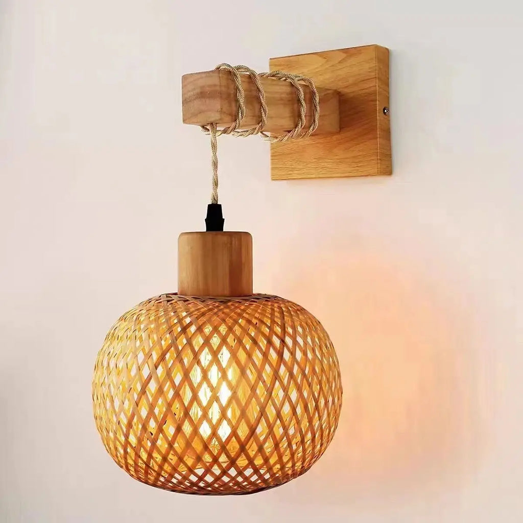Luxury Bamboo Pendant Lamp – Handwoven Rattan Wicker Ceiling Light for Home & Dining