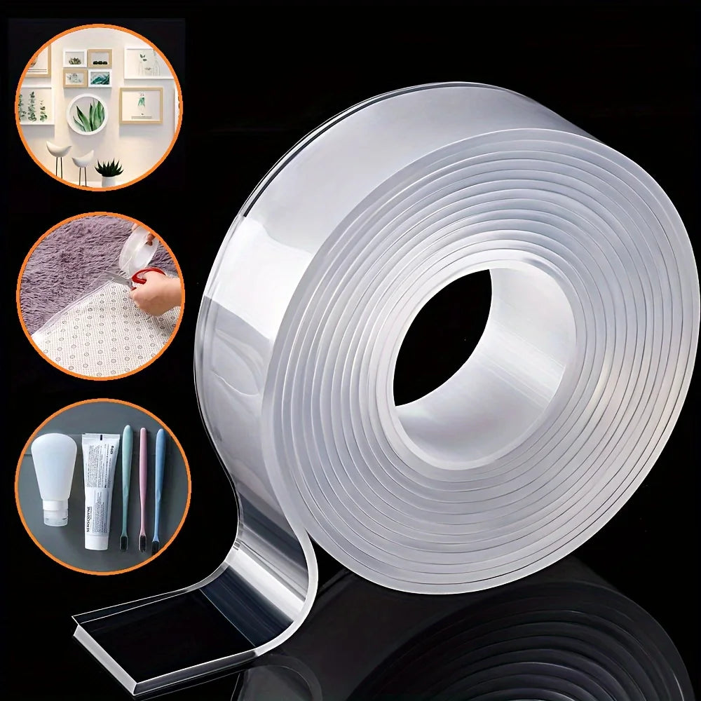 1mm*20mm*5mMultifunctional Double Sided Adhesive Tape Waterproof Reusable Wall Stickers Transparent Strong Sticky