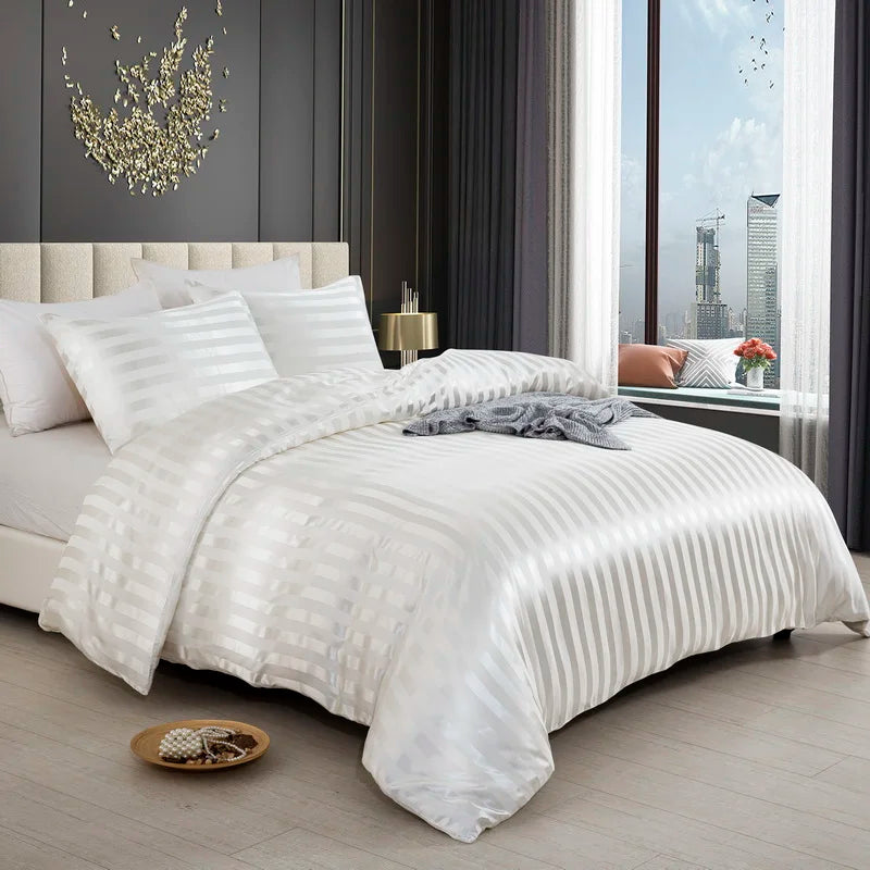 Luxury Silky Stripe Duvet Cover Set – Smooth, Chic & Cozy