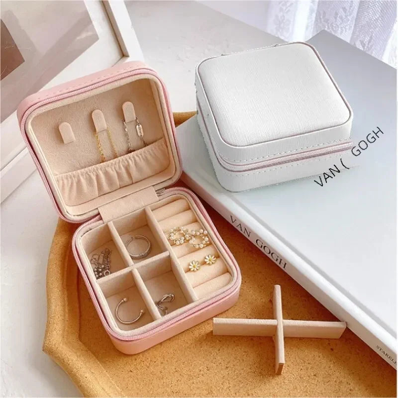 Portable Jewelry Case – Elegant PU Leather Storage Box for Travel & Home