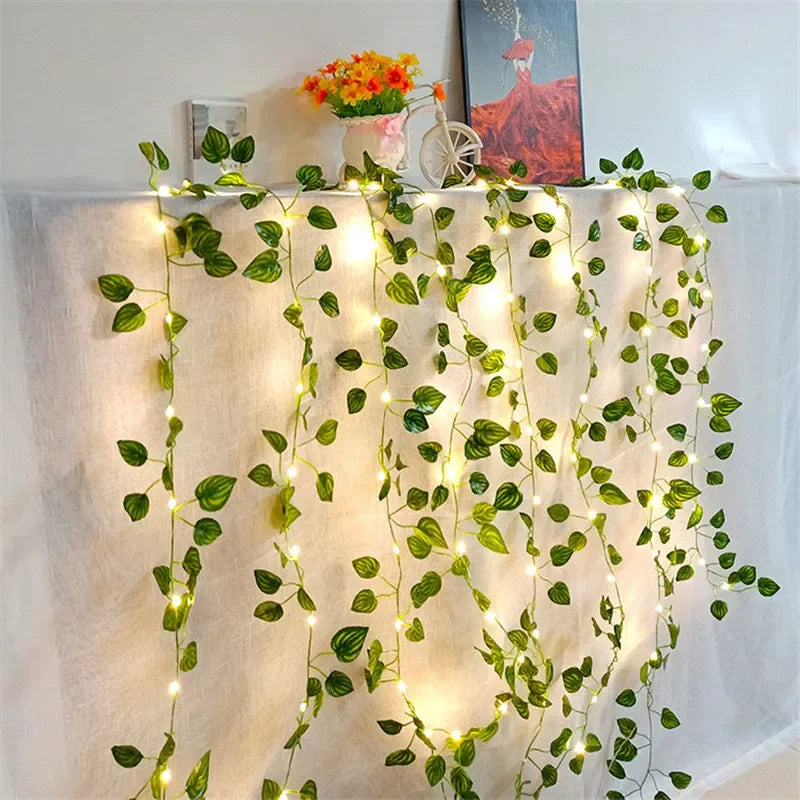 Enchanting Green Leaf Fairy Lights – Battery String for Cozy Home & Festive Decor