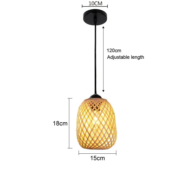 Luxury Bamboo Pendant Lamp – Handwoven Rattan Wicker Ceiling Light for Home & Dining