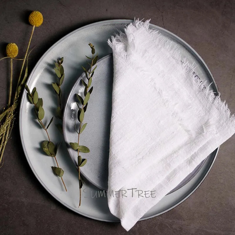 10pcs Large Napkins 41x41cm Rustic Cotton Gauze  Napkin Muslin Tea Towel Dinner Retro Cheesecloth Wedding Party Linen Decor
