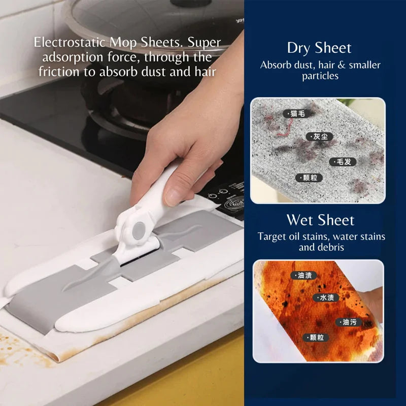 Clip-On Face Towel Mop Electrostatic Dust Removal Mop Disposable Face Paper Mop For Cleaner Wipes/Dry/Cloth