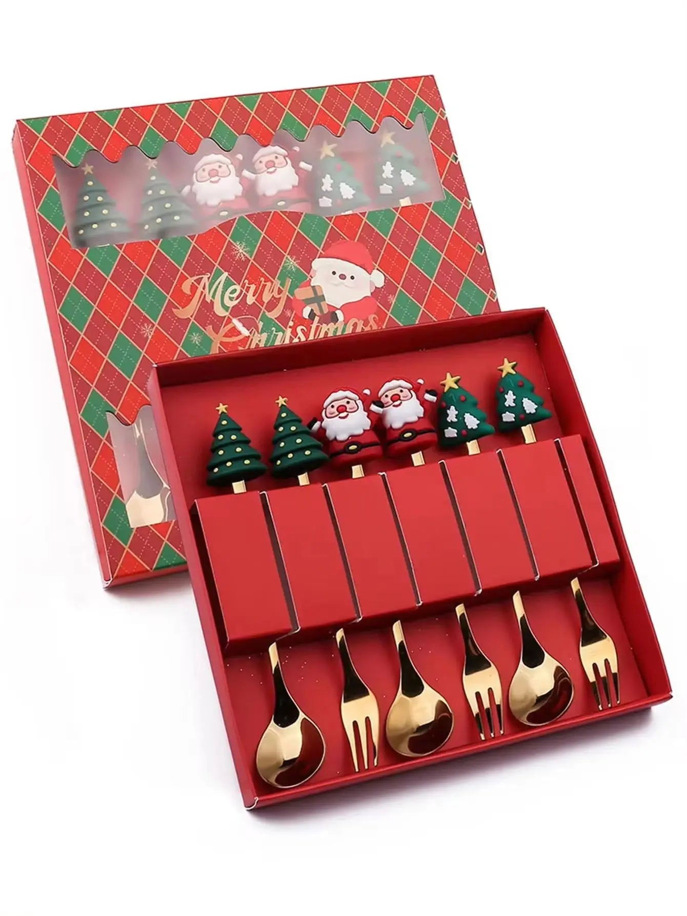 (2/4/6PCS) Christmas Spoon & Fork Set – Stainless Steel Holiday Tableware Gift