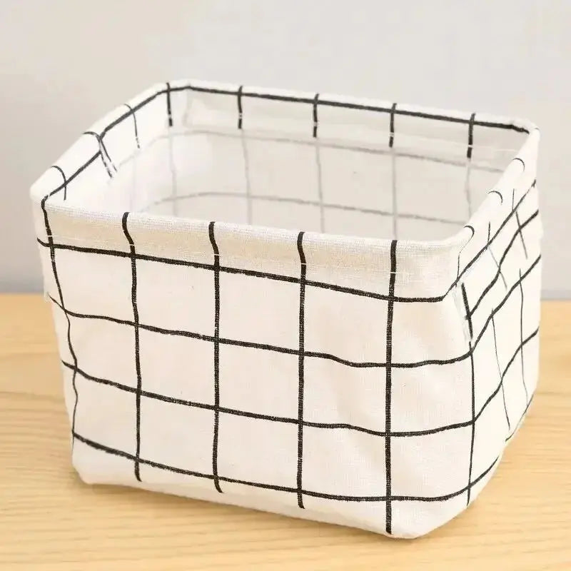 1pc Cotton Linen Fabric Waterproof Desktop Sundries Basket Storage Box Cosmetic Toy Organizer Underwear Socks Clothes Storagebag