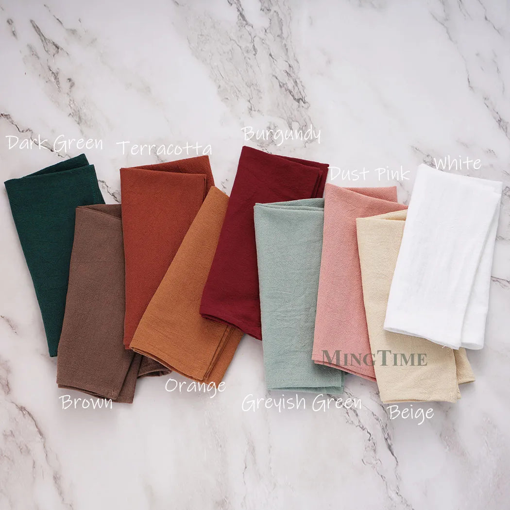 6PCS Washed Cotton Napkins – 40x40cm Classic Tea Towels for Dining & Wedding Decor