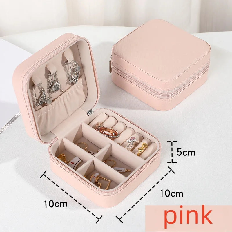 Portable Jewelry Case – Elegant PU Leather Storage Box for Travel & Home
