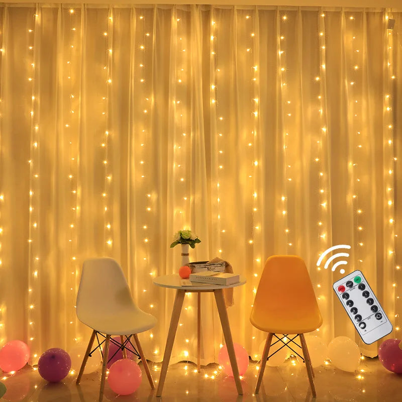 Curtain String Lights – USB LED Fairy Lights with 8 Modes for Christmas, Party & Home Decor