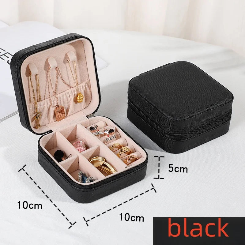 Portable Jewelry Case – Elegant PU Leather Storage Box for Travel & Home