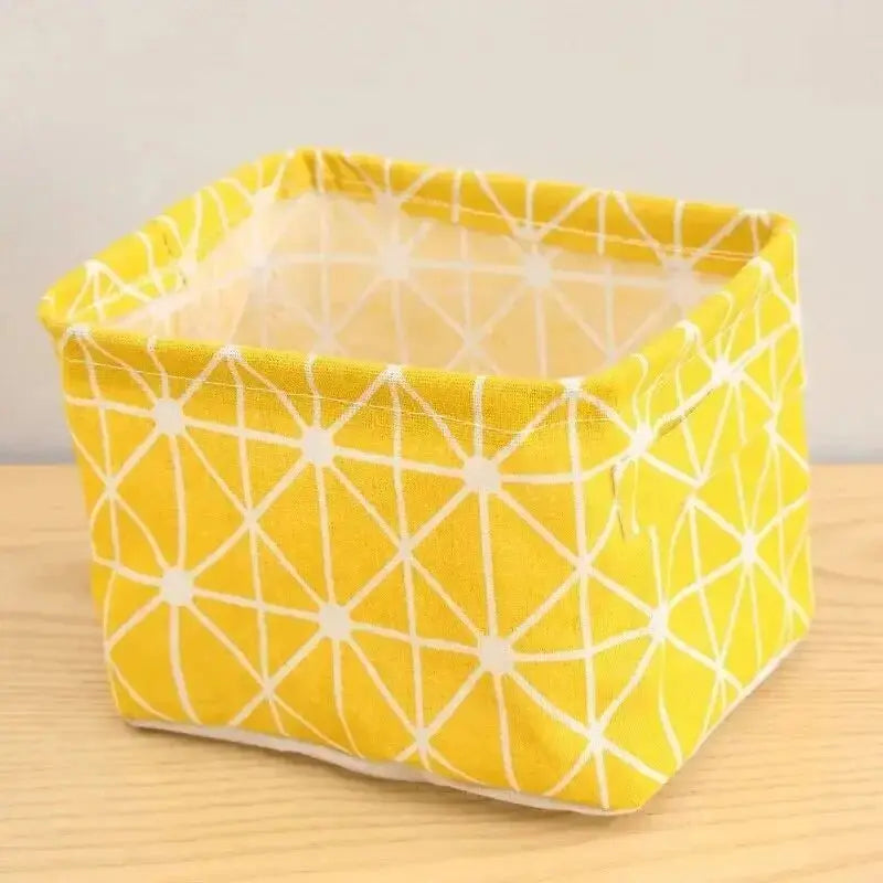 1pc Cotton Linen Fabric Waterproof Desktop Sundries Basket Storage Box Cosmetic Toy Organizer Underwear Socks Clothes Storagebag