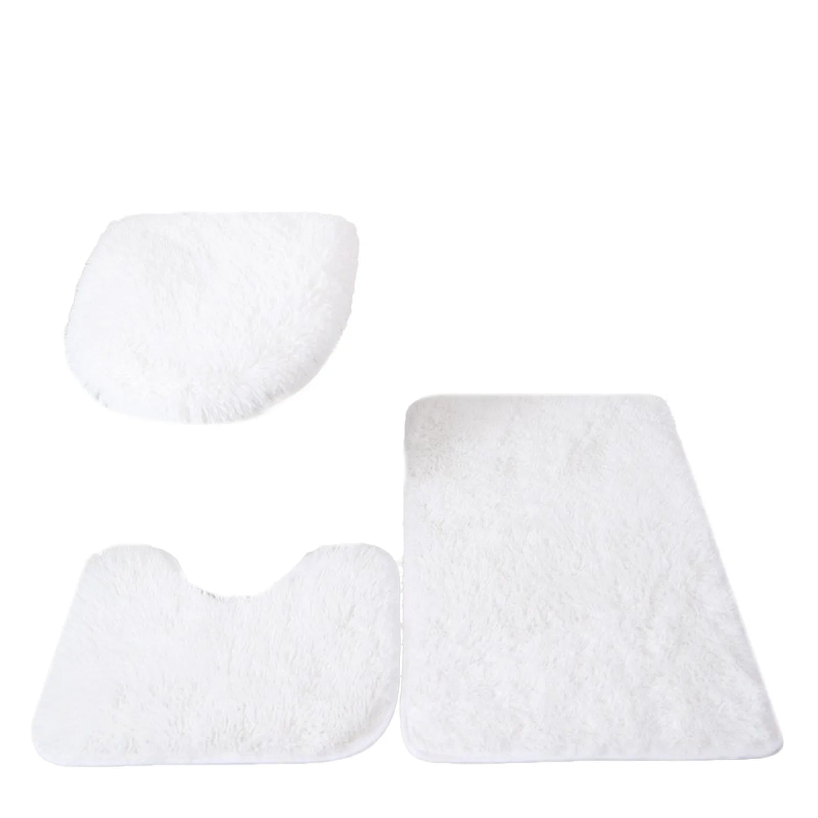 3pc Bathroom Set Rug Mat Toilet Lid Cover Plain Solid Color Bathmats Rugs Kit Non-Slip Fluffy Home Carpets For Bathroom