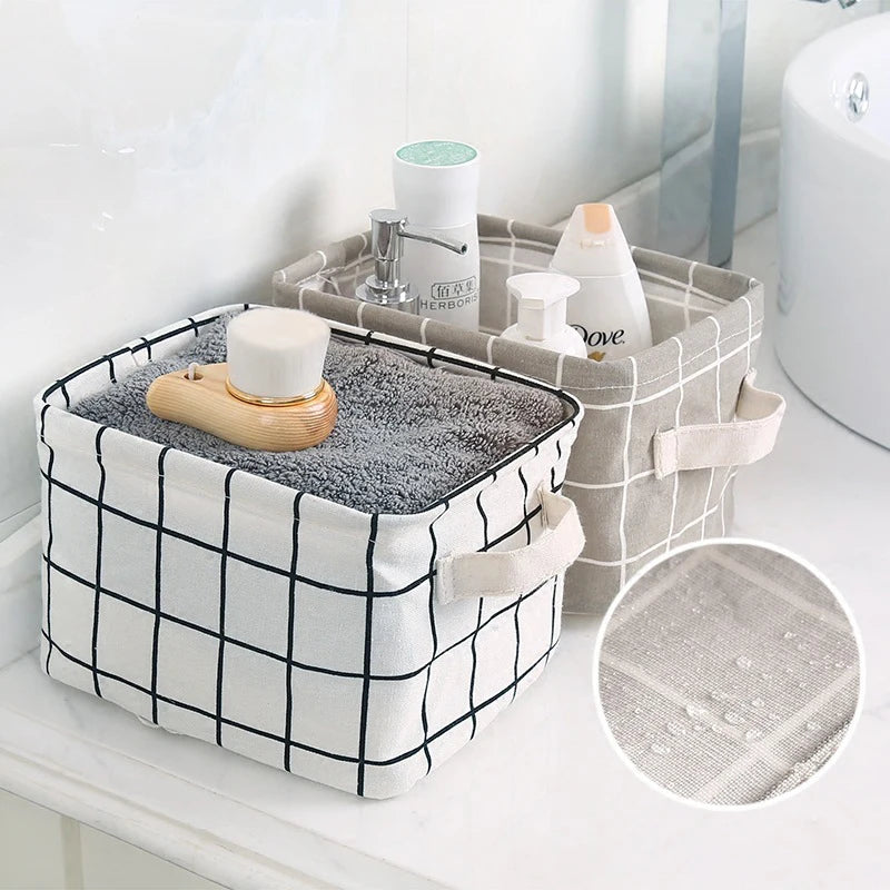 Cotton & Hemp Storage Basket – Handheld Organizer for Clothes, Fabric & Miscellaneous