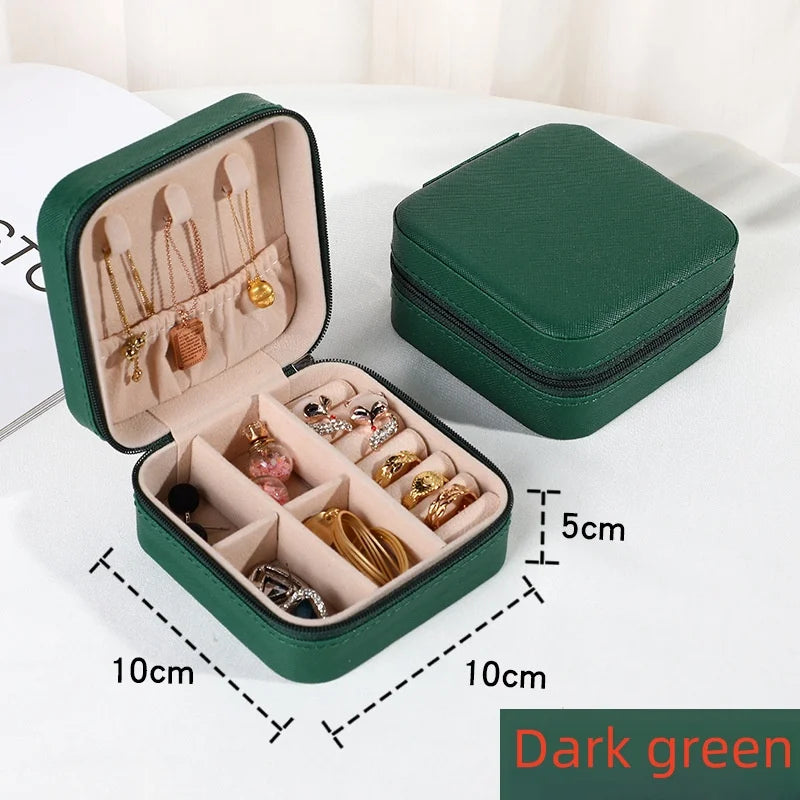 Portable Jewelry Case – Elegant PU Leather Storage Box for Travel & Home