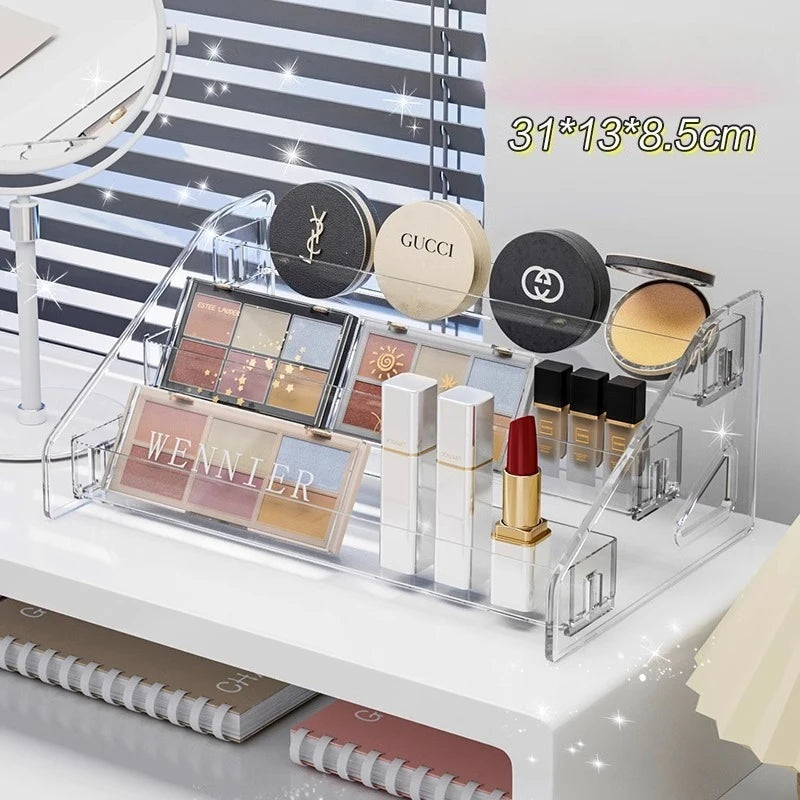 Clear Cosmetic Organizer - Space-Saving Display Stand for Makeup, Nail Polish & Eyeshadow Palettes | Vanity & Dorm Deco