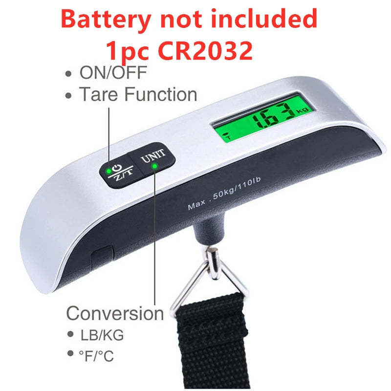 Portable Digital Luggage Scale – LCD Display, Up to 50kg / 110lb, Travel & Suitcase Weight Tool