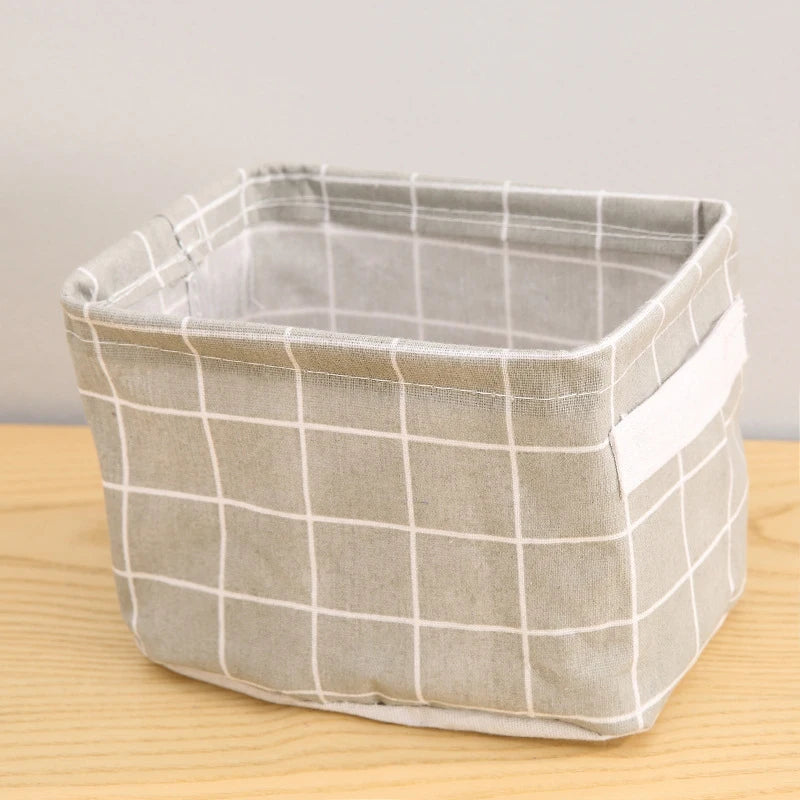 Cotton & Hemp Storage Basket – Handheld Organizer for Clothes, Fabric & Miscellaneous