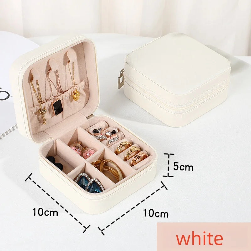 Portable Jewelry Case – Elegant PU Leather Storage Box for Travel & Home