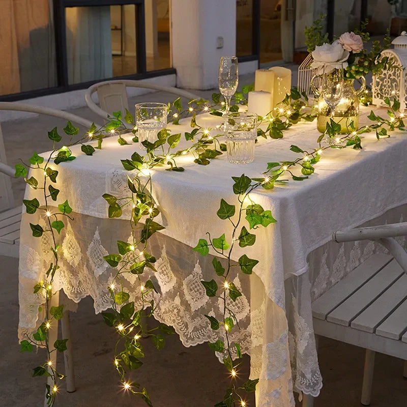 Enchanting Green Leaf Fairy Lights – Battery String for Cozy Home & Festive Decor