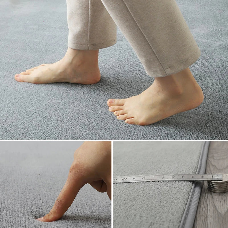 VIKAMA Solid Color Coral Velvet Rug Comfortable Soft Living Room Bedroom Rug Children's Play Mat Rectangular Home Decor