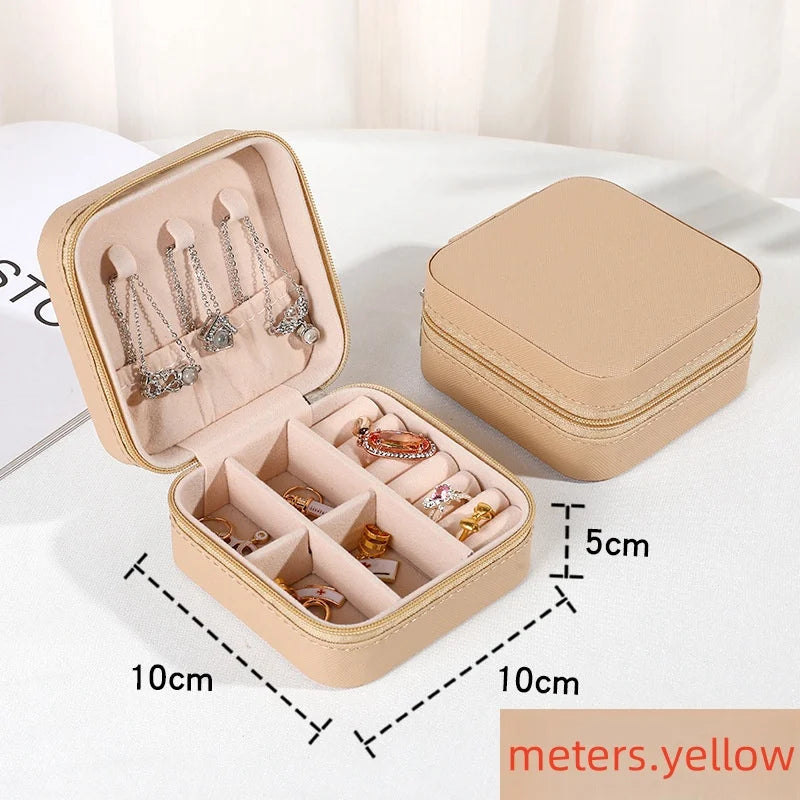 Portable Jewelry Case – Elegant PU Leather Storage Box for Travel & Home