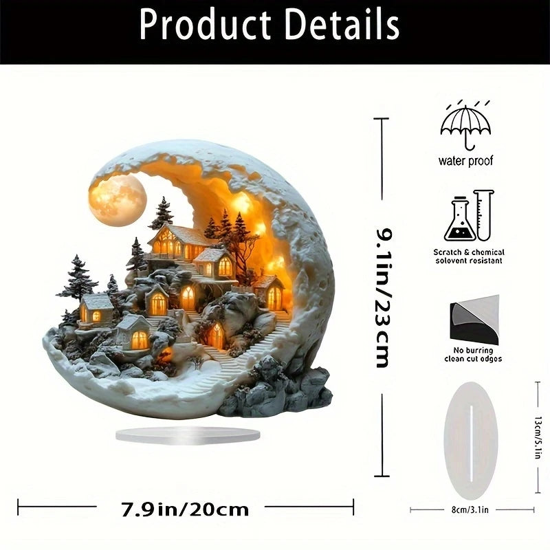 1pc Christmas Moon House Decorations For Home Ornaments Bohemian Moon House Acrylic Display Stand Kids Xmas Gift New Year