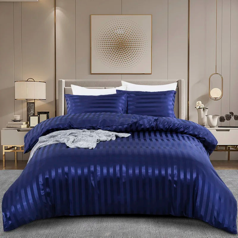 Luxury Silky Stripe Duvet Cover Set – Smooth, Chic & Cozy