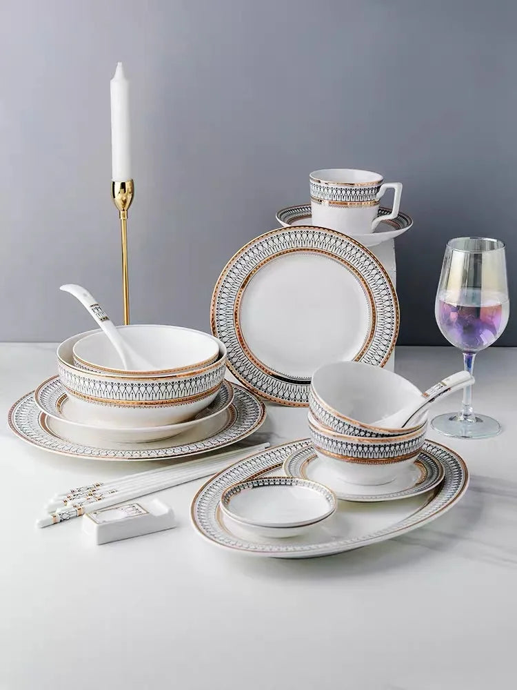 Nordic Dinnerware Set – Elegant Plates, Bowls & Cups for Wedding or Home Dining
