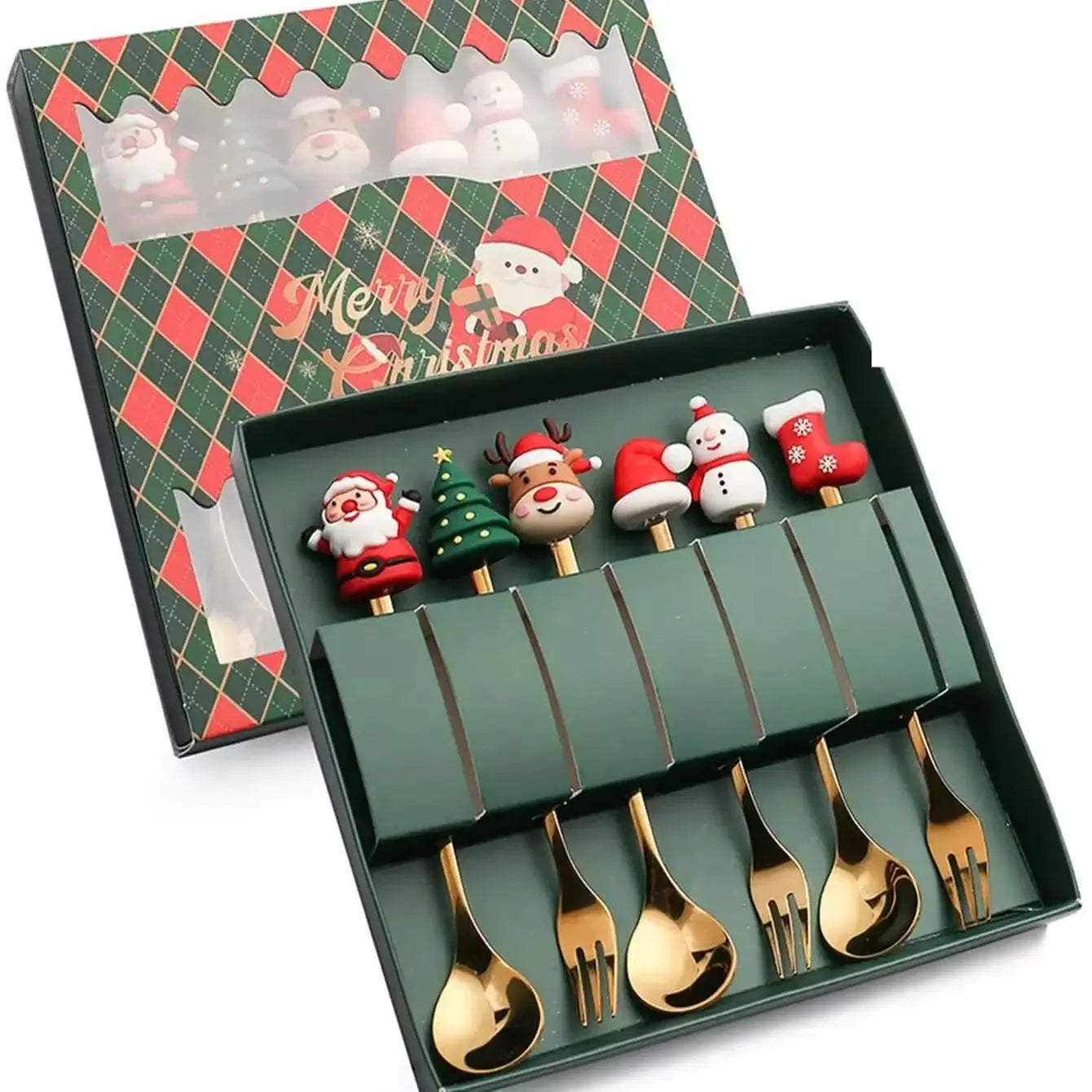 (2/4/6PCS) Christmas Spoon & Fork Set – Stainless Steel Holiday Tableware Gift