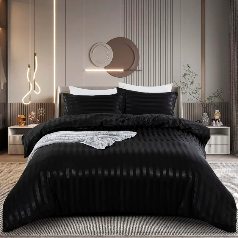 Luxury Silky Stripe Duvet Cover Set – Smooth, Chic & Cozy