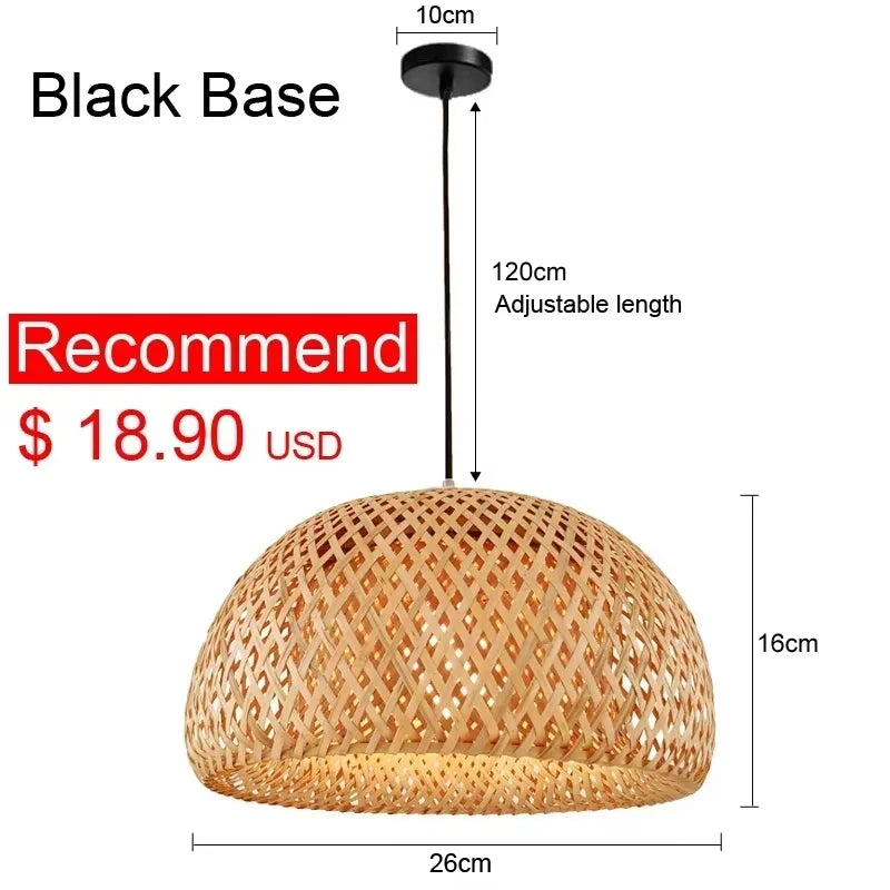 Luxury Bamboo Pendant Lamp – Handwoven Rattan Wicker Ceiling Light for Home & Dining