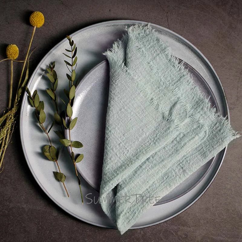 10pcs Large Napkins 41x41cm Rustic Cotton Gauze  Napkin Muslin Tea Towel Dinner Retro Cheesecloth Wedding Party Linen Decor